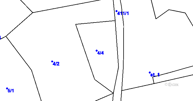 Parcela st. 4/4 v KÚ Jizbice u Náchoda, Katastrální mapa