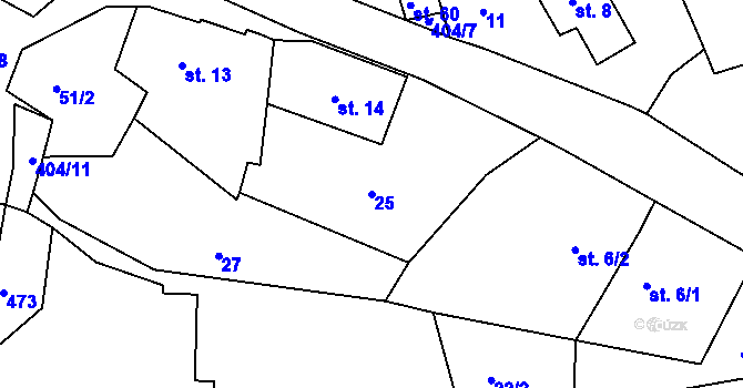 Parcela st. 25 v KÚ Jizbice u Náchoda, Katastrální mapa