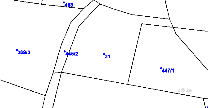 Parcela st. 31 v KÚ Jizbice u Náchoda, Katastrální mapa