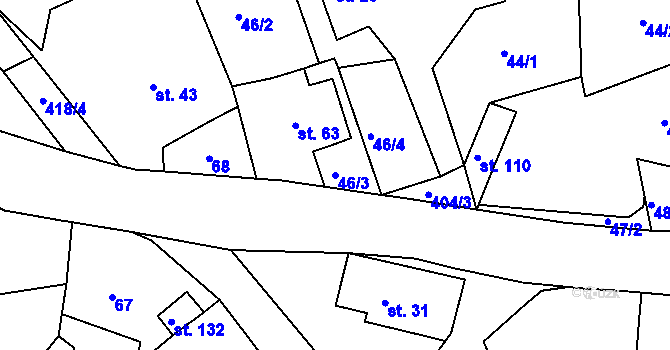 Parcela st. 46/3 v KÚ Jizbice u Náchoda, Katastrální mapa