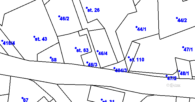 Parcela st. 46/4 v KÚ Jizbice u Náchoda, Katastrální mapa