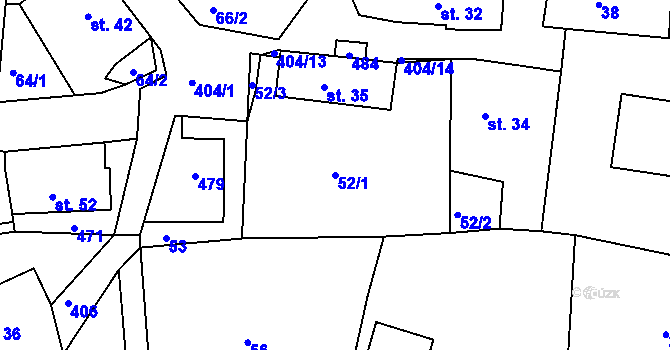 Parcela st. 52/1 v KÚ Jizbice u Náchoda, Katastrální mapa