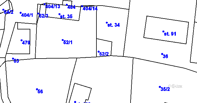 Parcela st. 52/2 v KÚ Jizbice u Náchoda, Katastrální mapa