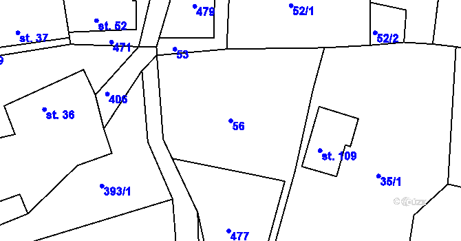 Parcela st. 56 v KÚ Jizbice u Náchoda, Katastrální mapa