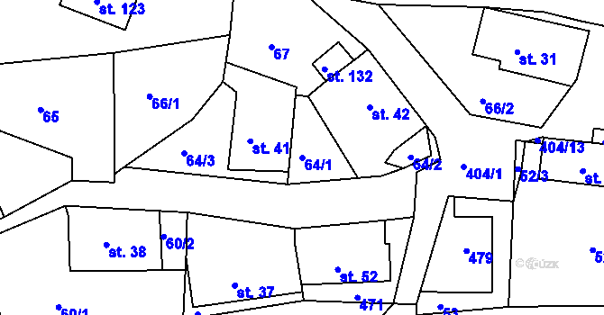 Parcela st. 64/1 v KÚ Jizbice u Náchoda, Katastrální mapa