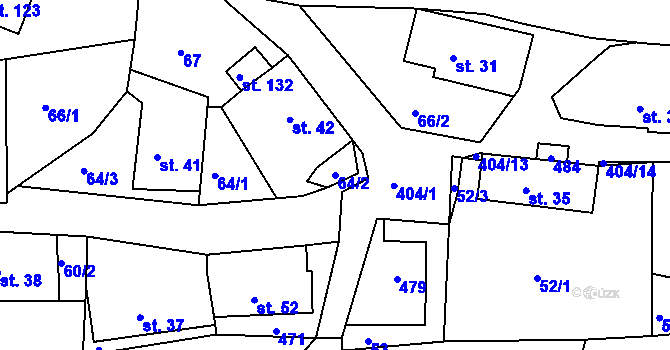 Parcela st. 64/2 v KÚ Jizbice u Náchoda, Katastrální mapa