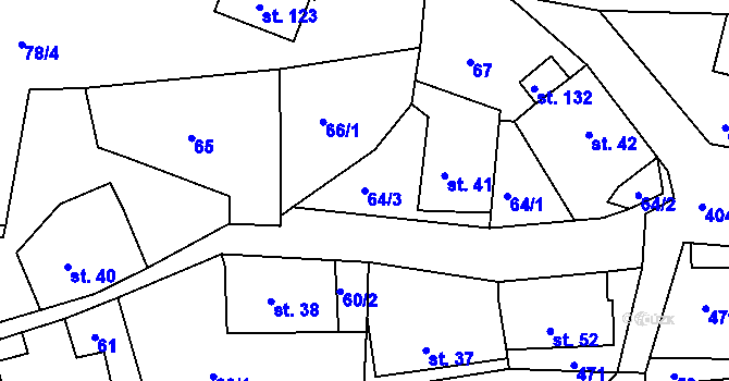 Parcela st. 64/3 v KÚ Jizbice u Náchoda, Katastrální mapa