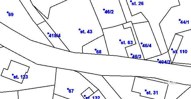 Parcela st. 68 v KÚ Jizbice u Náchoda, Katastrální mapa