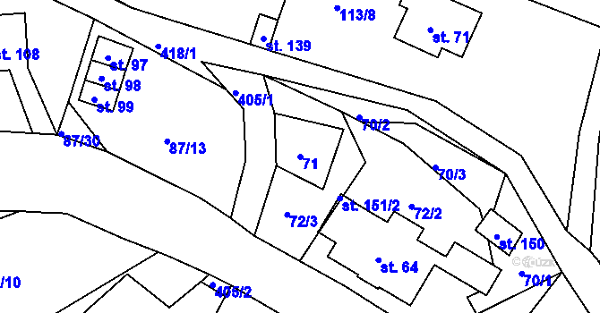 Parcela st. 71 v KÚ Jizbice u Náchoda, Katastrální mapa