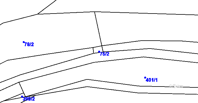 Parcela st. 75/2 v KÚ Jizbice u Náchoda, Katastrální mapa