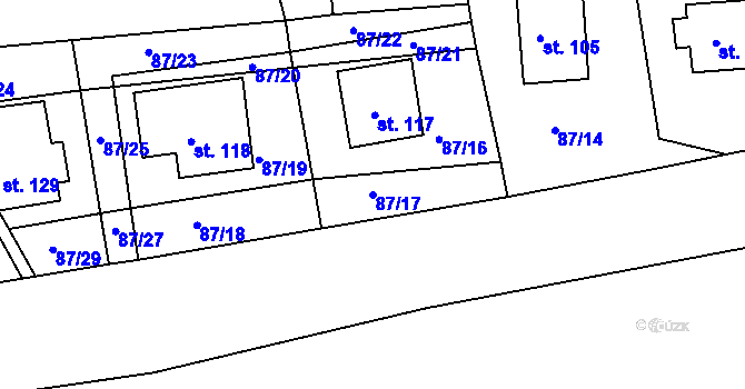 Parcela st. 87/17 v KÚ Jizbice u Náchoda, Katastrální mapa