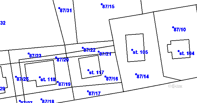 Parcela st. 87/21 v KÚ Jizbice u Náchoda, Katastrální mapa