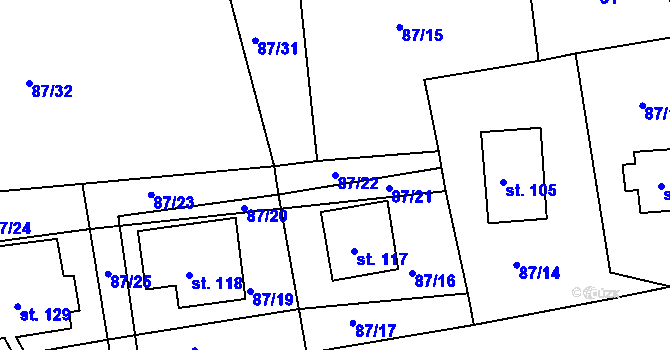 Parcela st. 87/22 v KÚ Jizbice u Náchoda, Katastrální mapa