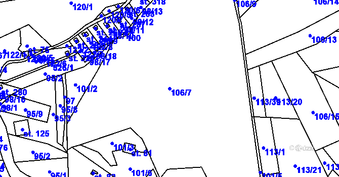 Parcela st. 106/7 v KÚ Jizbice u Náchoda, Katastrální mapa