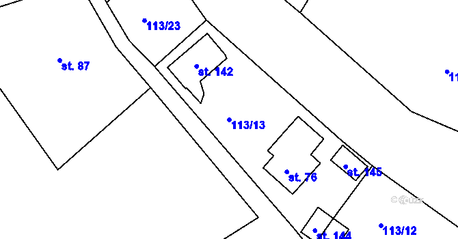 Parcela st. 113/13 v KÚ Jizbice u Náchoda, Katastrální mapa