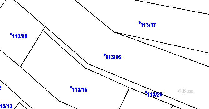Parcela st. 113/16 v KÚ Jizbice u Náchoda, Katastrální mapa