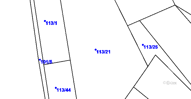 Parcela st. 113/21 v KÚ Jizbice u Náchoda, Katastrální mapa