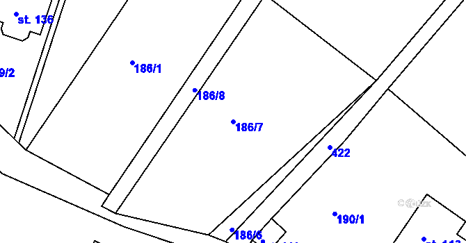Parcela st. 186/7 v KÚ Jizbice u Náchoda, Katastrální mapa