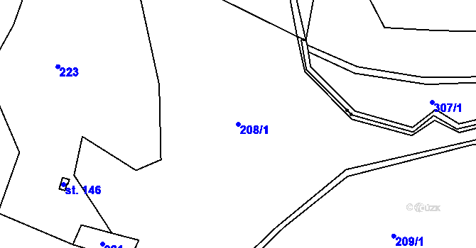 Parcela st. 208/1 v KÚ Jizbice u Náchoda, Katastrální mapa