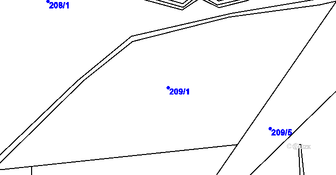 Parcela st. 209/1 v KÚ Jizbice u Náchoda, Katastrální mapa