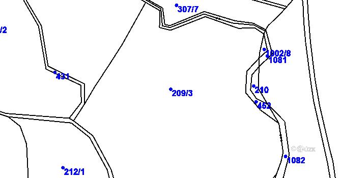 Parcela st. 209/3 v KÚ Jizbice u Náchoda, Katastrální mapa