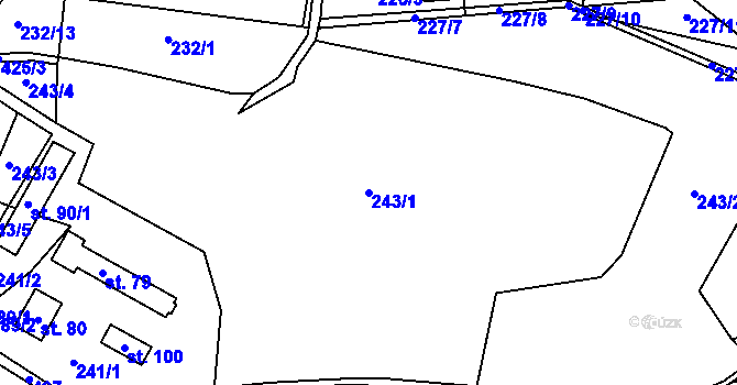 Parcela st. 243/1 v KÚ Jizbice u Náchoda, Katastrální mapa