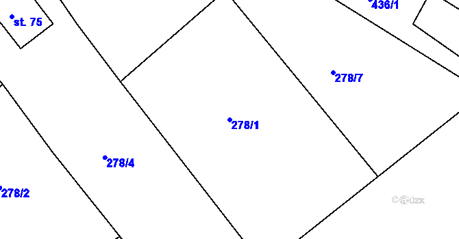 Parcela st. 278/1 v KÚ Jizbice u Náchoda, Katastrální mapa