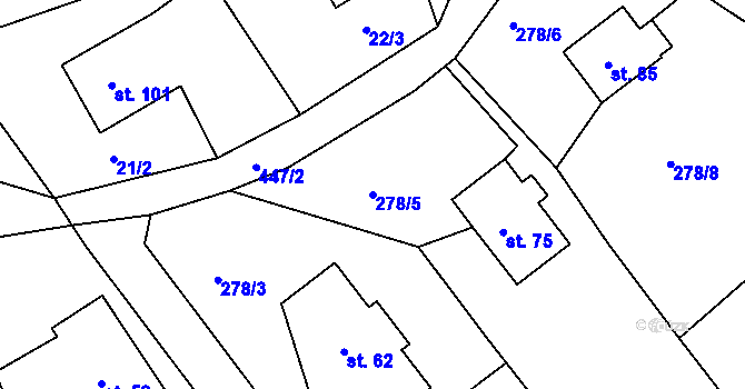 Parcela st. 278/5 v KÚ Jizbice u Náchoda, Katastrální mapa