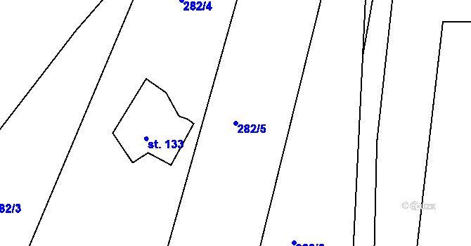 Parcela st. 282/5 v KÚ Jizbice u Náchoda, Katastrální mapa