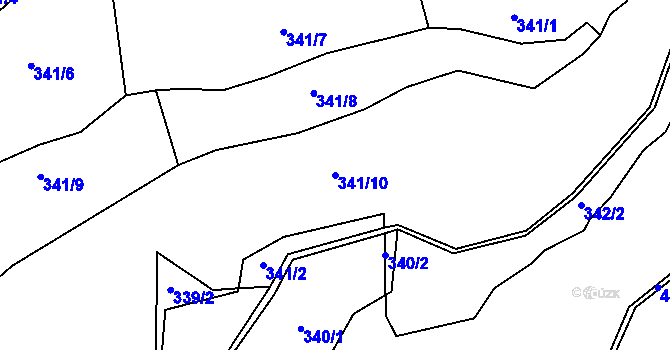Parcela st. 341/10 v KÚ Jizbice u Náchoda, Katastrální mapa