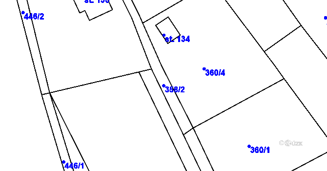 Parcela st. 358/2 v KÚ Jizbice u Náchoda, Katastrální mapa