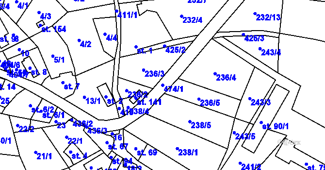 Parcela st. 474 v KÚ Jizbice u Náchoda, Katastrální mapa