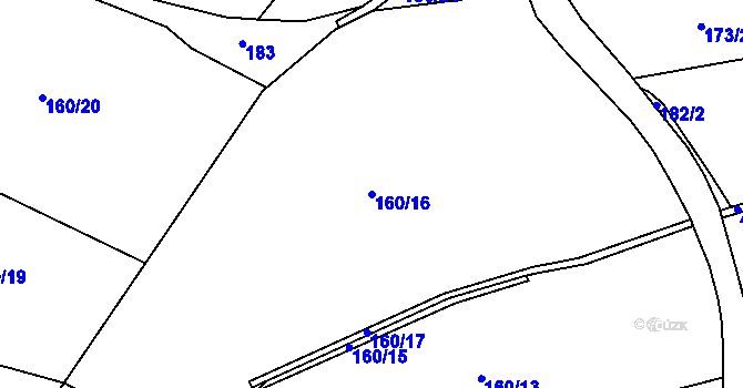 Parcela st. 160/16 v KÚ Jizbice u Náchoda, Katastrální mapa