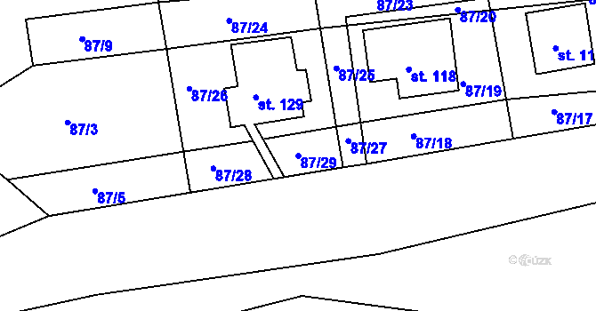 Parcela st. 87/29 v KÚ Jizbice u Náchoda, Katastrální mapa