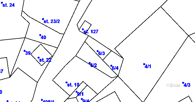 Parcela st. 6/3 v KÚ Jizbice u Náchoda, Katastrální mapa