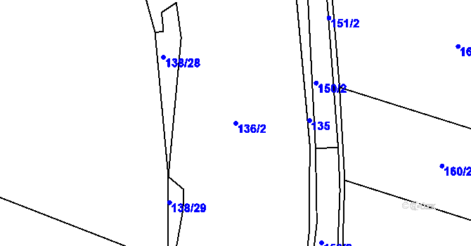 Parcela st. 136/2 v KÚ Jizbice u Náchoda, Katastrální mapa