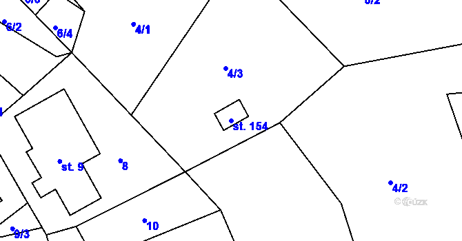 Parcela st. 154 v KÚ Jizbice u Náchoda, Katastrální mapa