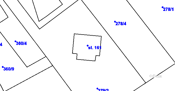 Parcela st. 161 v KÚ Jizbice u Náchoda, Katastrální mapa