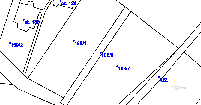 Parcela st. 186/8 v KÚ Jizbice u Náchoda, Katastrální mapa