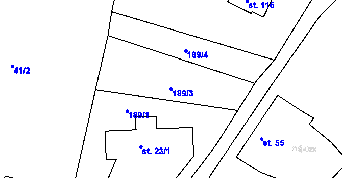 Parcela st. 189/3 v KÚ Jizbice u Náchoda, Katastrální mapa