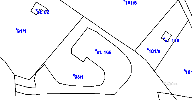 Parcela st. 166 v KÚ Jizbice u Náchoda, Katastrální mapa