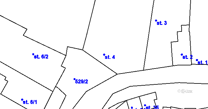 Parcela st. 4 v KÚ Jizerní Vtelno, Katastrální mapa