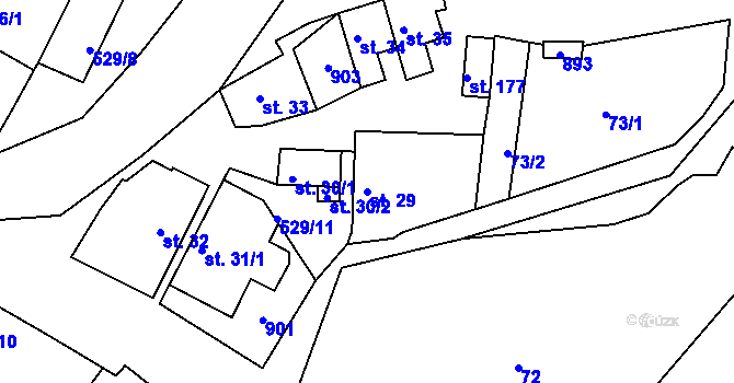 Parcela st. 29 v KÚ Jizerní Vtelno, Katastrální mapa