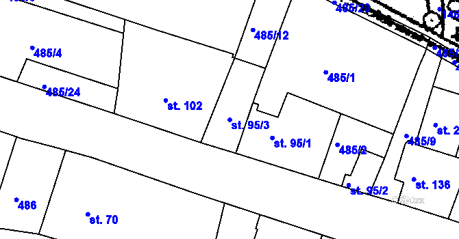 Parcela st. 95/3 v KÚ Jizerní Vtelno, Katastrální mapa