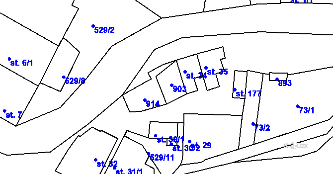 Parcela st. 104 v KÚ Jizerní Vtelno, Katastrální mapa
