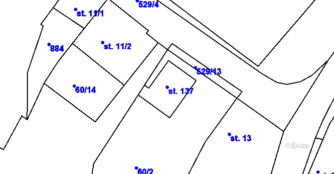 Parcela st. 137 v KÚ Jizerní Vtelno, Katastrální mapa