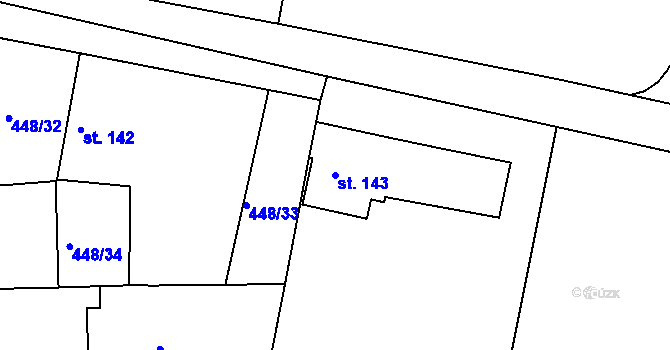 Parcela st. 143 v KÚ Jizerní Vtelno, Katastrální mapa