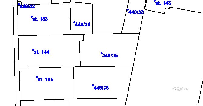 Parcela st. 448/35 v KÚ Jizerní Vtelno, Katastrální mapa
