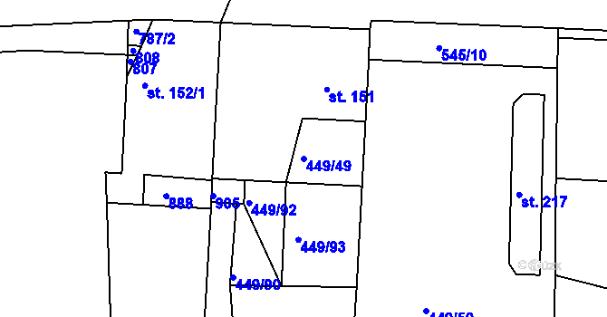 Parcela st. 449/49 v KÚ Jizerní Vtelno, Katastrální mapa