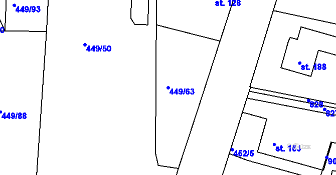 Parcela st. 449/63 v KÚ Jizerní Vtelno, Katastrální mapa